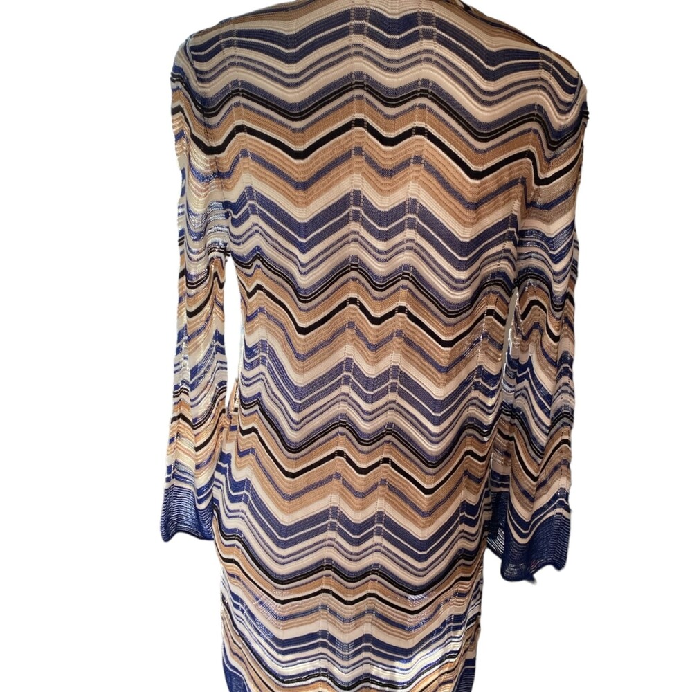 CHICO'S Travelers Zig Zag Stitch Cardigan Sweater Jacket Seafaring Blue Small - Picture 8 of 10